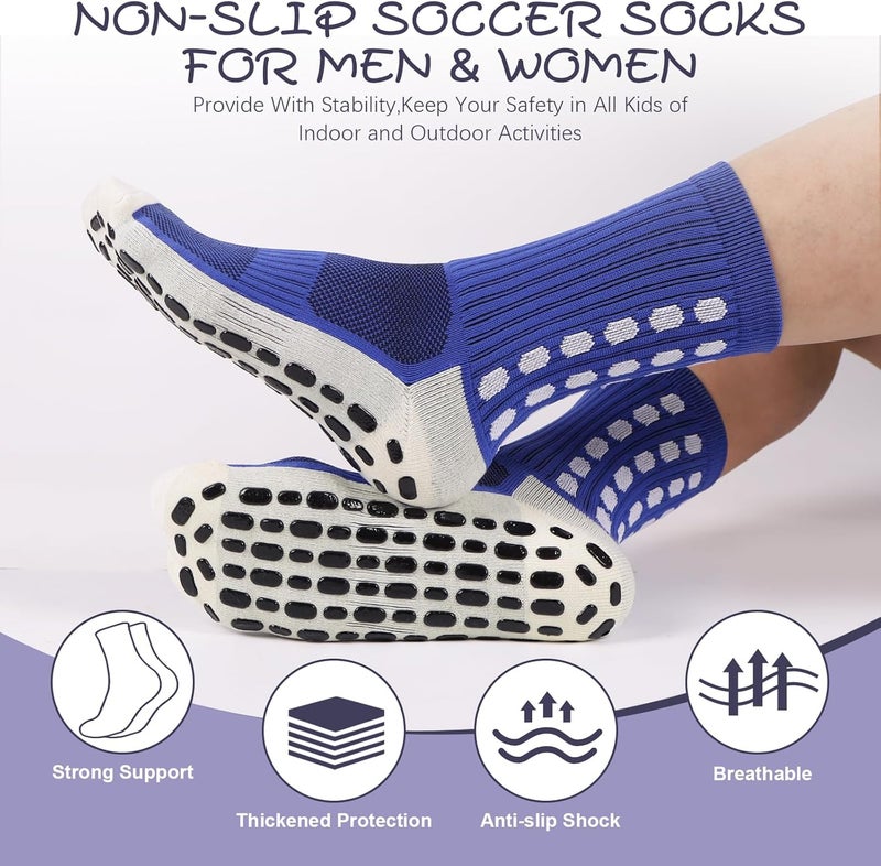 Barrlves Store 6 Pairs Grip Soccer Socks Colorful Non Slip Sports Football Basketball Hospital Yoga Socks for Men Women - Image 3